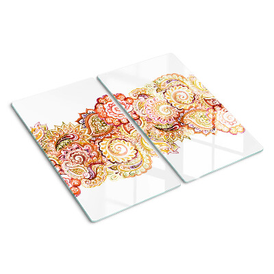 Glazen snijplanken Paisleypatroon in tinten rood en goud