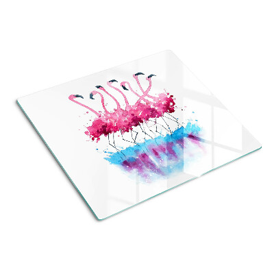 Snijplanken glas Flamingo's in aquarelstijl
