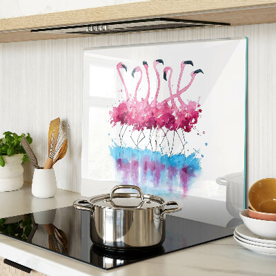 Snijplanken glas Flamingo's in aquarelstijl