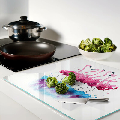 Snijplanken glas Flamingo's in aquarelstijl