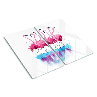 Snijplanken glas Flamingo's in aquarelstijl