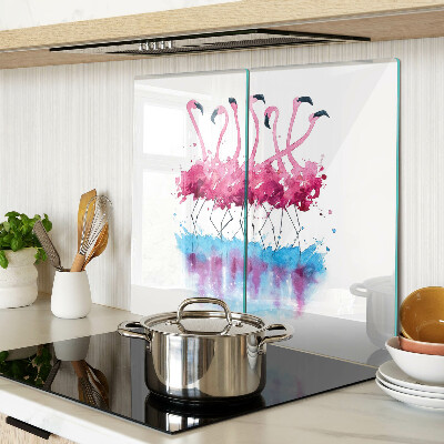 Snijplanken glas Flamingo's in aquarelstijl