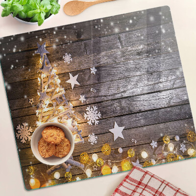 Glazen snijplanken Kerstboom met versieringen