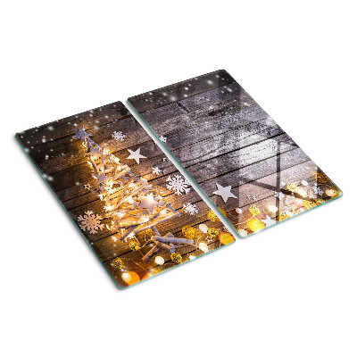 Glazen snijplanken Kerstboom met versieringen