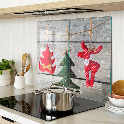 Glazen snijplanken Kerstversiering op een houten achtergrond