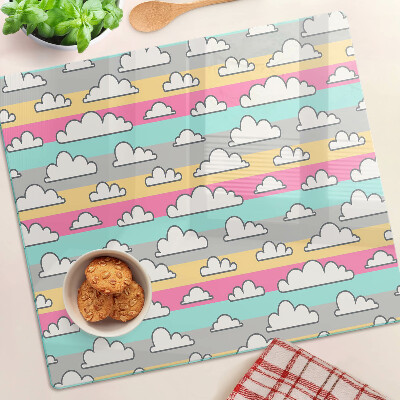 Glazen snijplanken Wolken op een pastelkleurige achtergrond