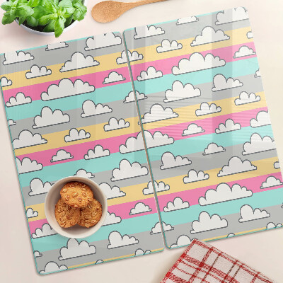 Glazen snijplanken Wolken op een pastelkleurige achtergrond
