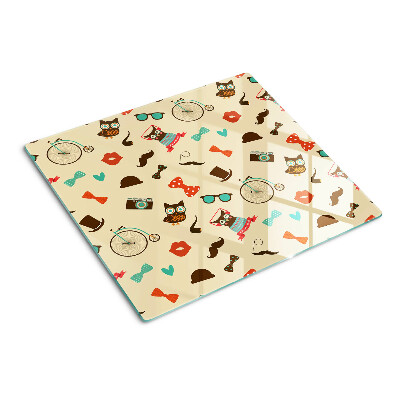 Snijplanken glas Kittens en retro-accessoires