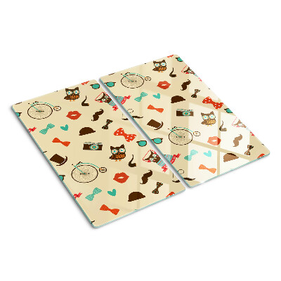 Snijplanken glas Kittens en retro-accessoires