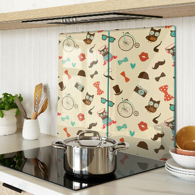 Snijplanken glas Kittens en retro-accessoires