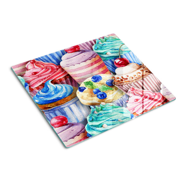 Glazen snijplanken Cupcakes en kleurrijk gebak