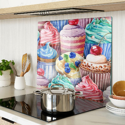 Glazen snijplanken Cupcakes en kleurrijk gebak