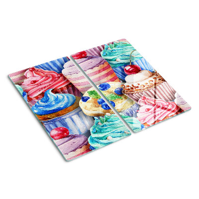 Glazen snijplanken Cupcakes en kleurrijk gebak
