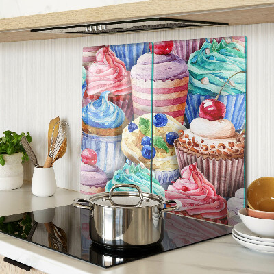 Glazen snijplanken Cupcakes en kleurrijk gebak