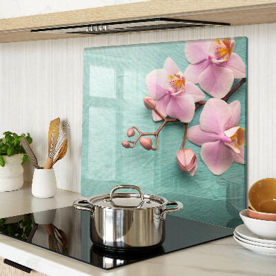 Snijplanken glas Orchideeën op een blauwe achtergrond