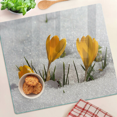 Glazen snijplanken Krokussen in de sneeuw