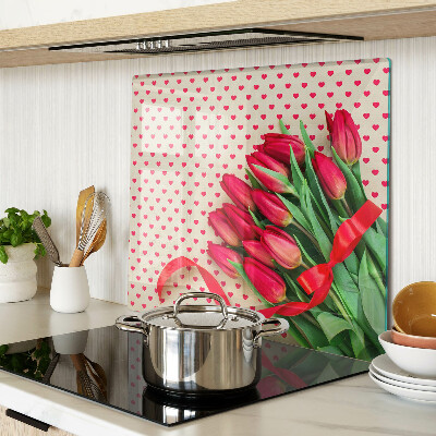 Glazen snijplanken Tulpen met hartjes en lint