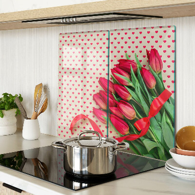 Glazen snijplanken Tulpen met hartjes en lint