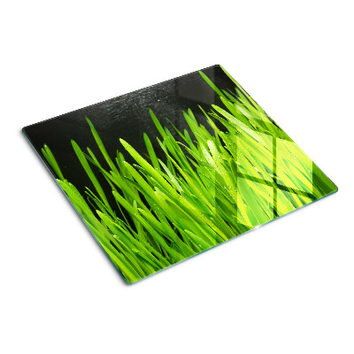 Glazen snijplanken Groen gras met waterdruppels