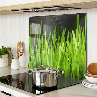 Glazen snijplanken Groen gras met waterdruppels