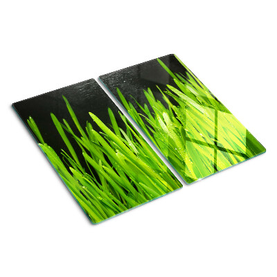 Glazen snijplanken Groen gras met waterdruppels