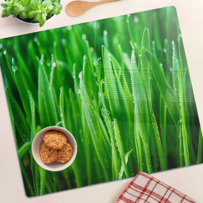 Snijplanken glas Gras met waterdruppels