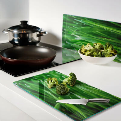 Snijplanken glas Gras met waterdruppels