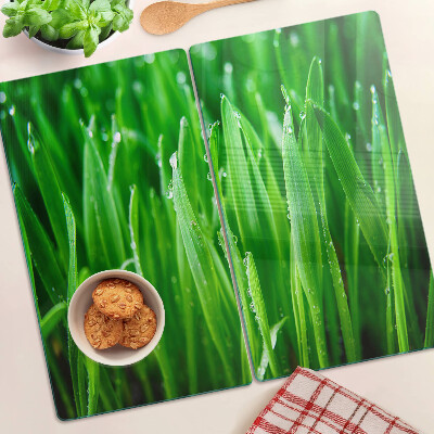 Snijplanken glas Gras met waterdruppels