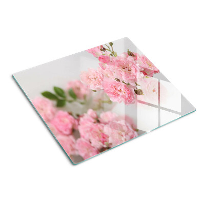 Snijplanken glas Roze bloemen in een vaas
