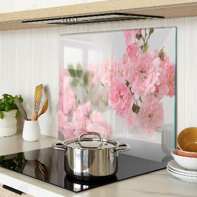 Snijplanken glas Roze bloemen in een vaas