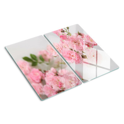 Snijplanken glas Roze bloemen in een vaas