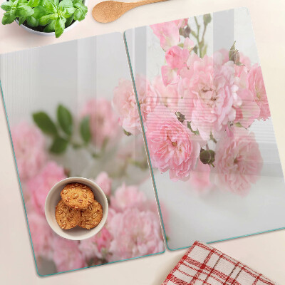 Snijplanken glas Roze bloemen in een vaas