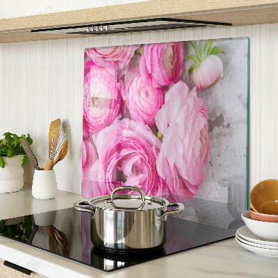 Snijplanken glas Roze bloemen in een boeket