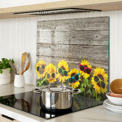 Snijplanken glas Zonnebloemen in een zonnebril