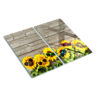 Snijplanken glas Zonnebloemen in een zonnebril