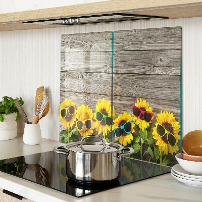 Snijplanken glas Zonnebloemen in een zonnebril