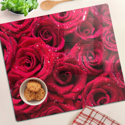 Snijplanken glas Rozen in intens roze kleur