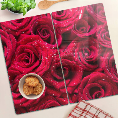 Snijplanken glas Rozen in intens roze kleur