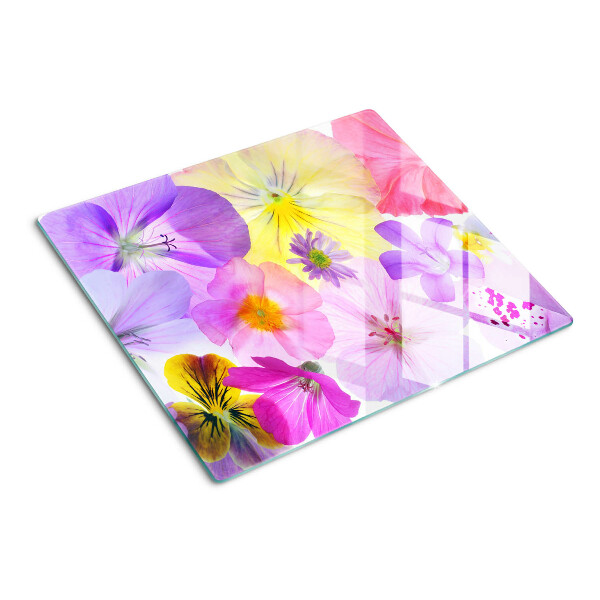 Glazen snijplanken Bloemen in pastelkleuren