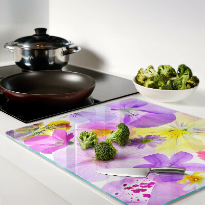 Glazen snijplanken Bloemen in pastelkleuren