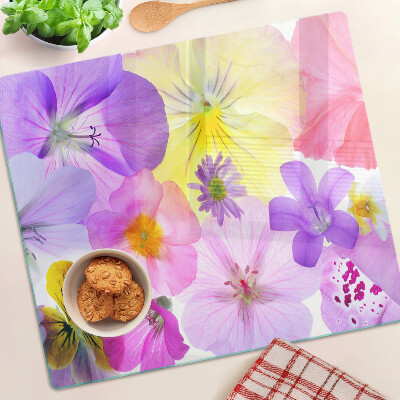 Glazen snijplanken Bloemen in pastelkleuren