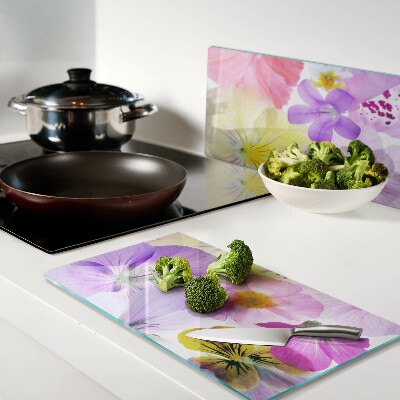 Glazen snijplanken Bloemen in pastelkleuren