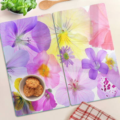 Glazen snijplanken Bloemen in pastelkleuren