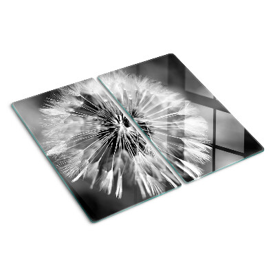 Snijplanken glas Paardenbloemen in zwart-wit