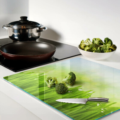 Glazen snijplanken Groen gras met waterdruppels
