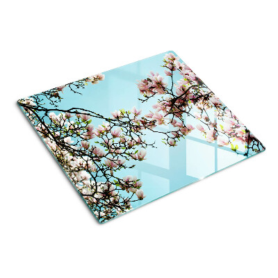 Snijplanken glas Magnoliabloemen op een blauwe achtergrond