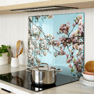 Snijplanken glas Magnoliabloemen op een blauwe achtergrond