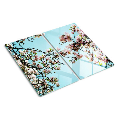 Snijplanken glas Magnoliabloemen op een blauwe achtergrond