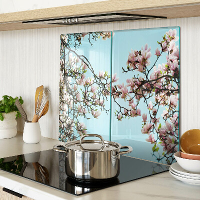 Snijplanken glas Magnoliabloemen op een blauwe achtergrond