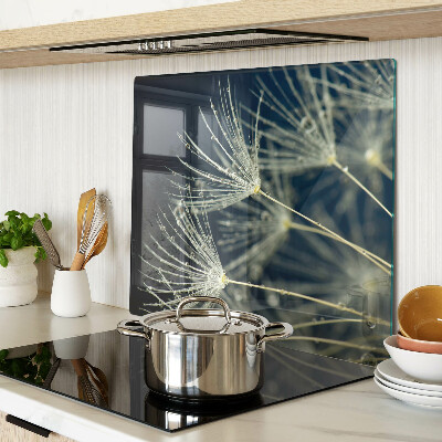 Snijplanken glas Paardenbloemen met waterdruppels